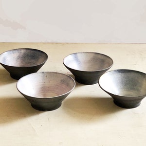 blue ceramic bowls 4 handmade ceramic pottery bowls black ceramic serving bowls image 7