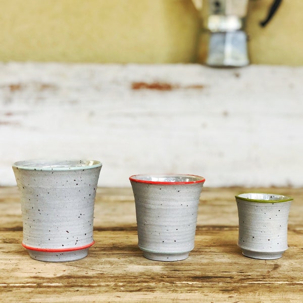 Trio espresso gray cup | Handmade ceramic tumbler | Coffee cup with no handle