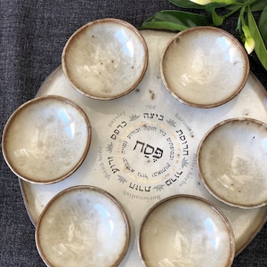 Handmade Ceramic Seder Plate with Small Bowls | Unique Passover Gift