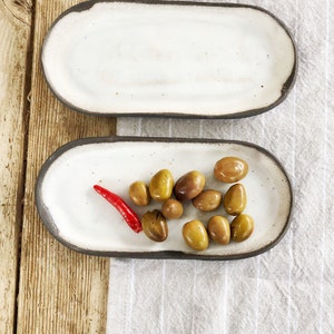 Handmade Ceramic Tapas Plates: Black Clay & White Porcelain (Set of 2)