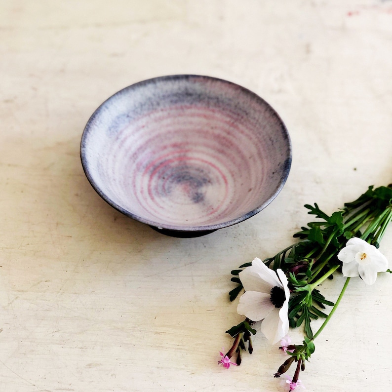 blue ceramic bowls 4 handmade ceramic pottery bowls black ceramic serving bowls image 1