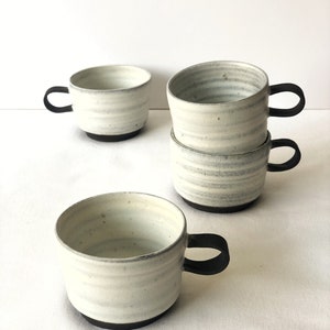 Set of 4 set of 2 black and white minimalistic espresso cups