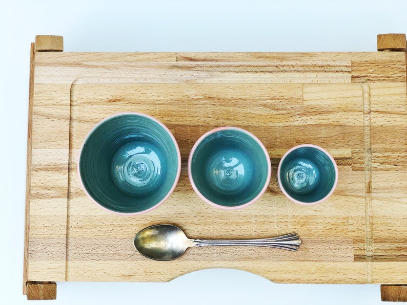 Espresso green cup Trio handmade ceramic tumbler Coffee cup with no handle image 4
