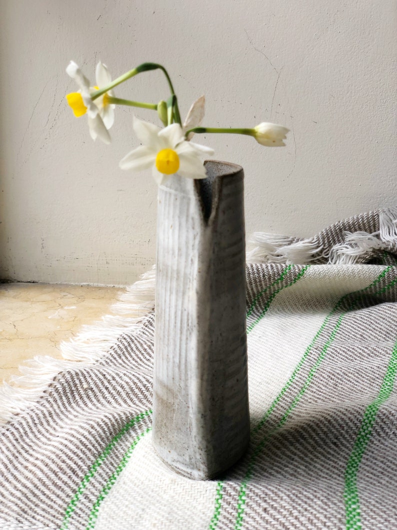 Unique handmade gray ceramic vase image 7