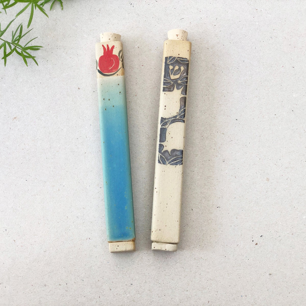 Handmade Ceramic Cube Mezuzah With Pomegranate Design Modern Judaica Décor - Etsy