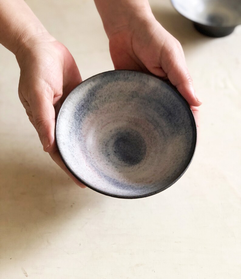 blue ceramic bowls 4 handmade ceramic pottery bowls black ceramic serving bowls image 10