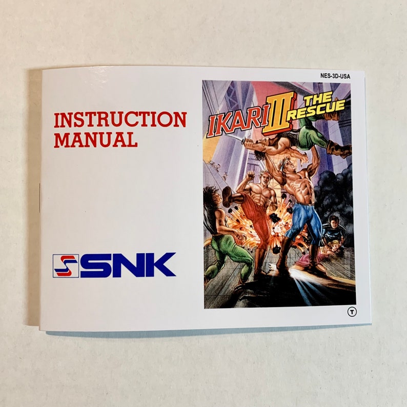 Ikari Warriors III 3: The Rescue Nintendo NES Reproduction Manual Custom Instruction Booklet image 1