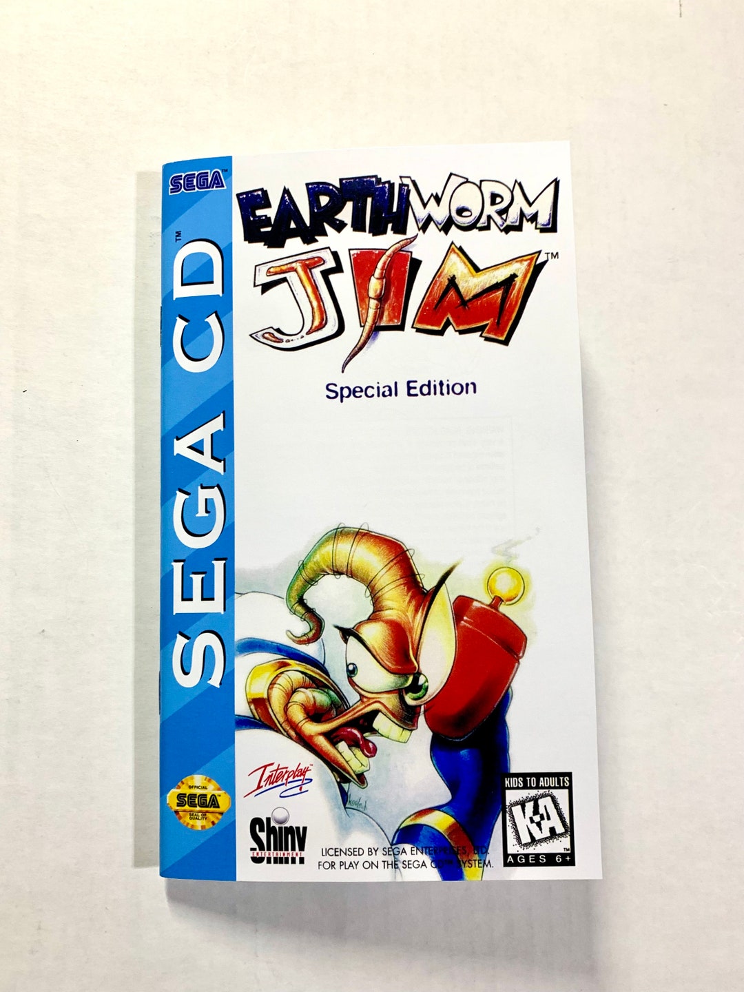 Earthworm Jim Special Edition Sega CD Reproduction Manual Custom