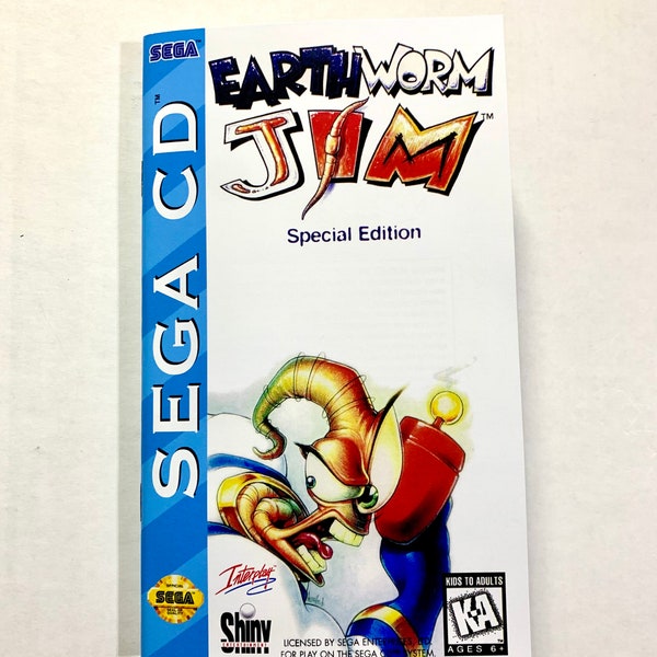 Earthworm Jim: Special Edition - Sega CD - Reproduction Manual - Custom Instruction Booklet - Genesis Mega Drive