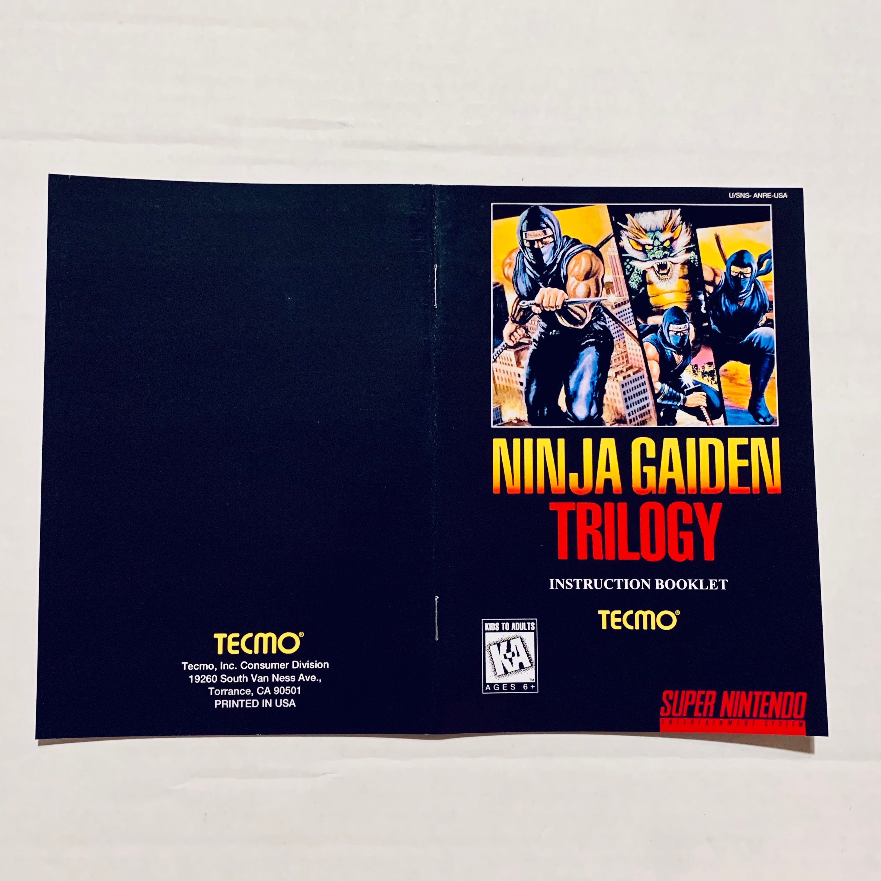 Ninja Gaiden Trilogy Custom Manual SNES Super Nintendo - Etsy Finland