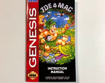 Joe & Mac - Sega Genesis - Reproduction Manual - Custom Instruction Booklet - Mega Drive