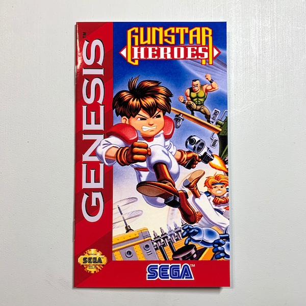 Gunstar Heroes - Sega Genesis - Reproduction Manual - Custom Instruction Booklet - Mega Drive