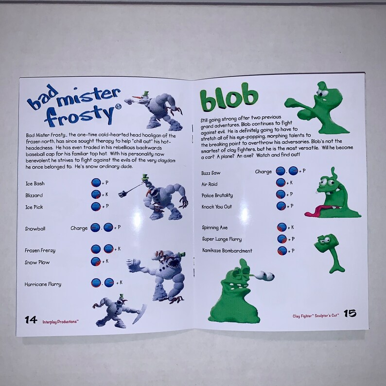 Clayfighter Sculptors Cut N64 Reproduction Manual Etsy