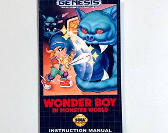 Wonder Boy In Monster World - Sega Genesis - Custom/Reproduction Manual - Instruction Booklet - Mega Drive