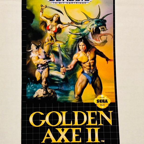 Golden Axe 2 II - Sega Genesis - Reproduction Manual - Custom Instruction Booklet - Mega Drive