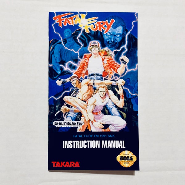 Fatal Fury - Sega Genesis - Custom/Reproduction Manual - Instruction Booklet - Mega Drive