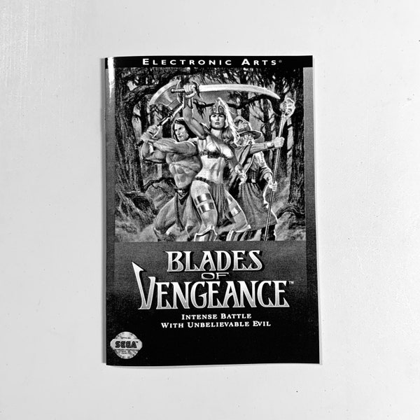 Blades of Vengeance - Sega Genesis - Reproduction Manual - Custom Instruction Booklet - Mega Drive