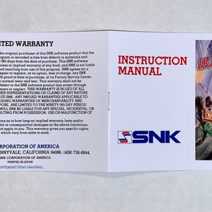 Ikari Warriors III 3: The Rescue Nintendo NES Reproduction Manual Custom Instruction Booklet image 2