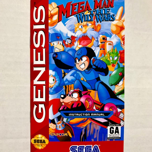 Mega Man: The Wily Wars - Sega Genesis - Custom/Reproduction Manual - Instruction Booklet - Mega Drive