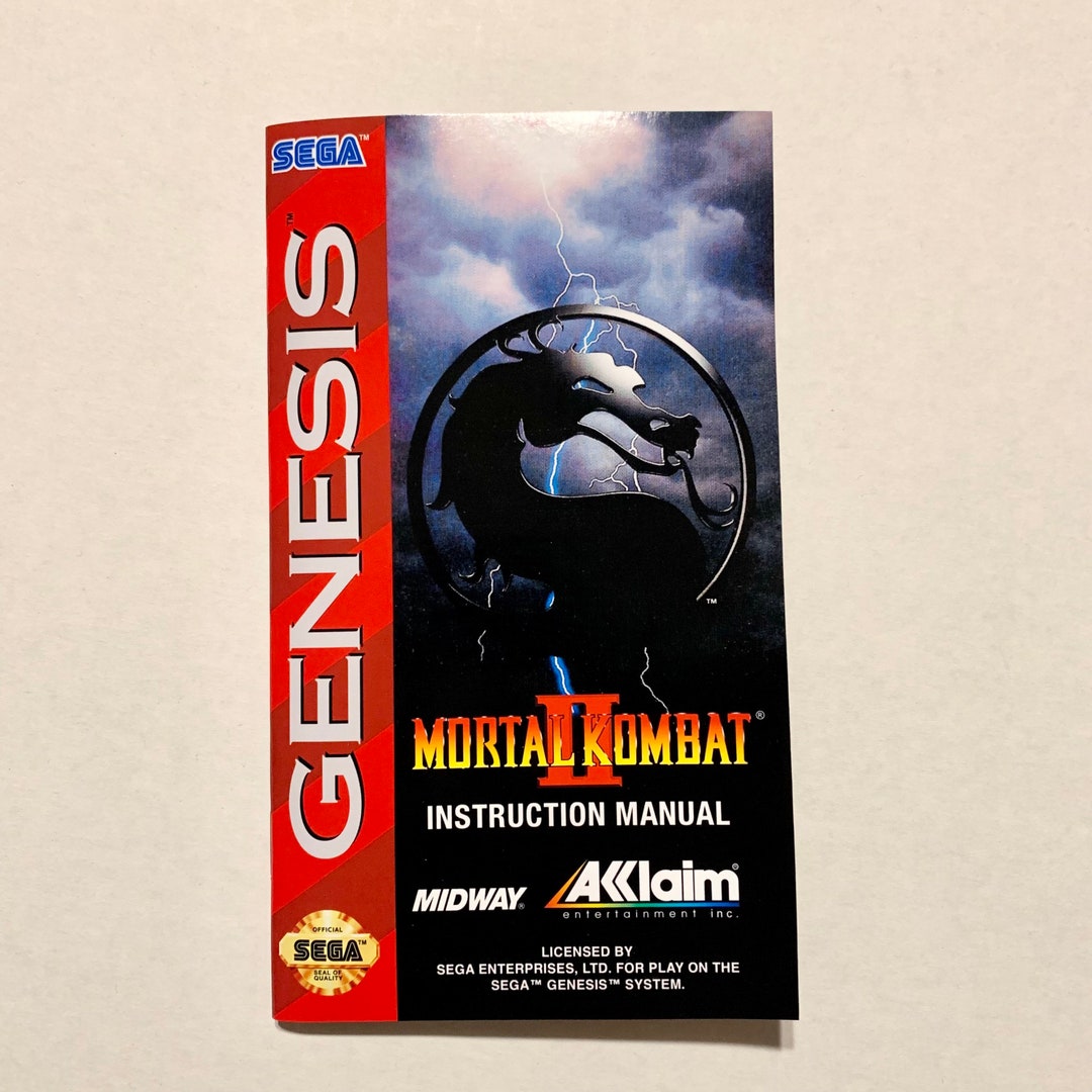 Mortal Kombat II 2 Sega Genesis Reproduction Manual Instruction Booklet ...