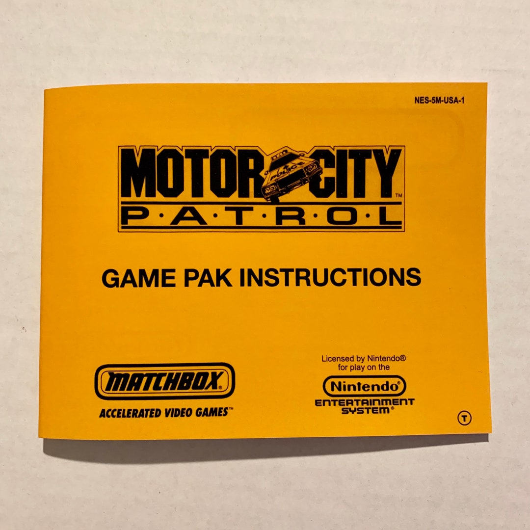 Motor City Patrol Nintendo NES Custom/reproduction Manual Instruction
