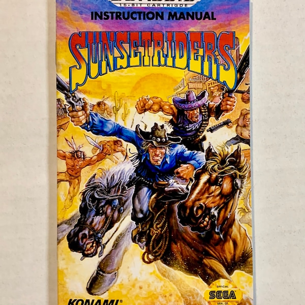 Sunset Riders - Sega Genesis - Reproduction Manual - Custom Instruction Booklet - Mega Drive