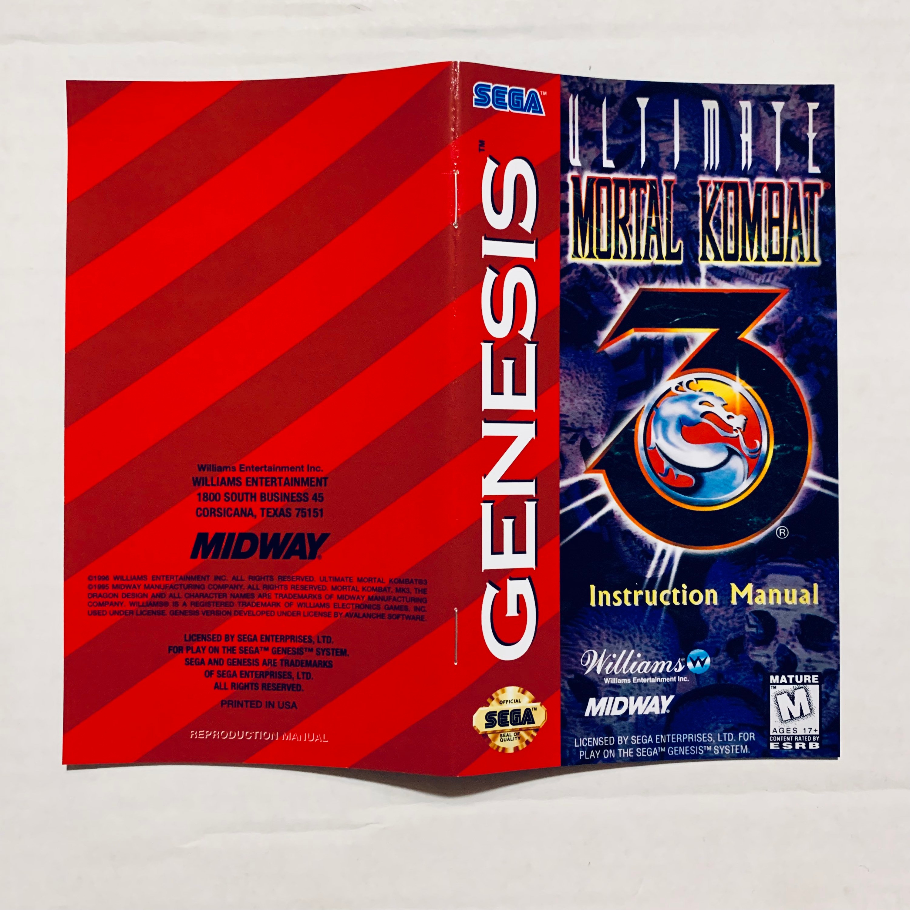 Ultimate Mortal Kombat 3 Sega Genesis Custom/reproduction | Etsy