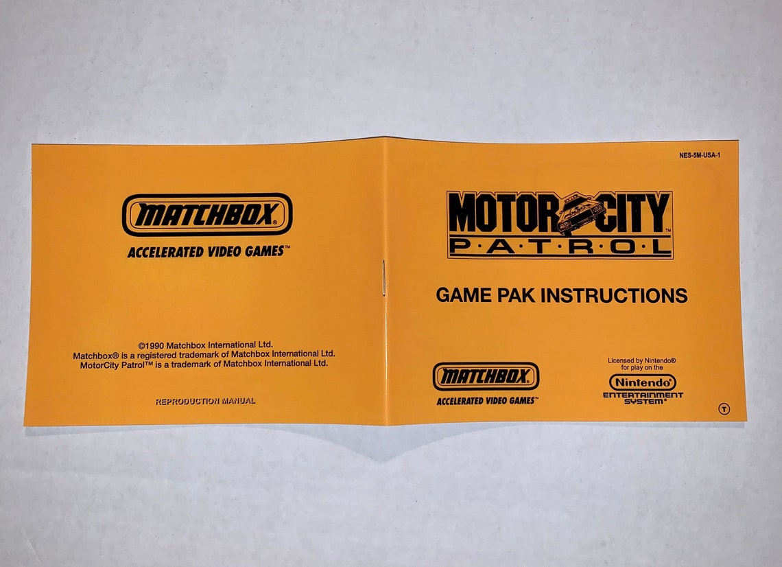 Motor City Patrol Nintendo NES Custom/reproduction Manual Etsy