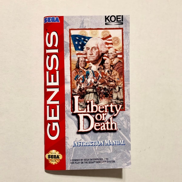 Liberty or Death - Sega Genesis - Reproduction Manual - Custom Instruction Booklet - Mega Drive