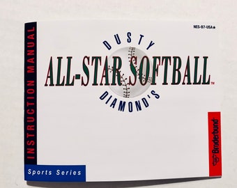 Dusty Diamond’s All-Star Softball - Reproduction Manual - Custom Instruction Booklet - NES Nintendo