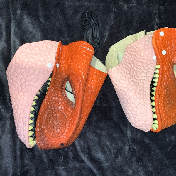 Furry Jurrassic Park Dino Mask Moving Jaw Paintable New T rex velociraptor rubber