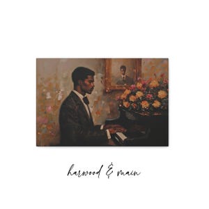 Canvas Print, Vintage African American Man Playing Piano with Flowers, The Gift, Wall Decor Artwork, Home Decoration, Music Lover Gift,