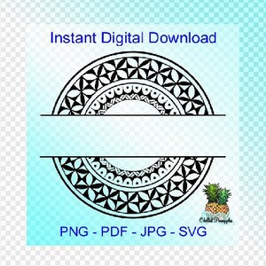 Puede incluir: Diseño geométrico en blanco y negro con un espacio en blanco en el medio para texto. El diseño es un semicírculo con un patrón repetitivo de estrellas y círculos. El texto "Instant Digital Download" está en la parte superior de la imagen y el texto "PNG - PDF - JPG - SVG" está en la parte inferior de la imagen.