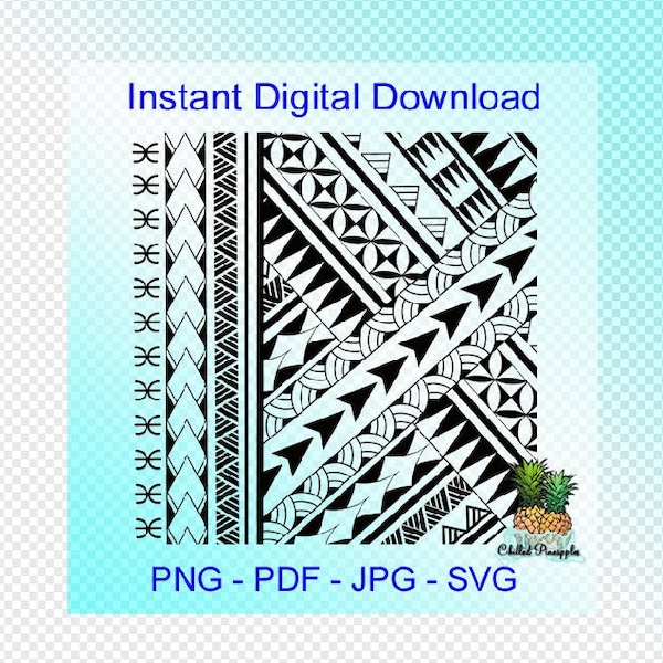 Digital Download Polynesian Tribal Block Graphics - pdf, jpg, png, svg - Cut Files - Clipart
