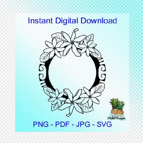 Téléchargement numérique Tiare Tahitian Gardenia avec Tribal Circle Graphics - Hand Drawn pdf, jpg, png, svg - Cut Files - Clipart