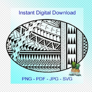 Digital Download Polynesian Tribal Oval Graphics - pdf, jpg, png, svg - Cut Files - Clipart