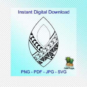 May include: Black and white geometric design in the shape of a teardrop.  The design is a traditional Polynesian pattern.  Instant Digital Download. PNG - PDF - JPG - SVG.