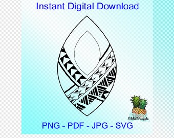 Digital Download Polynesian Tribal Leaf Earrings Graphics - Hand Drawn pdf, jpg, png, svg - Cut Files - Clipart