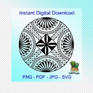 Digital Download - Polynesian Tribal Circle - Block Graphics - pdf, jpg, png, svg - Cut Files - Clipart
