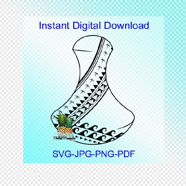 Digital Download - Poi Pounder w/Polynesian Tribal v2 Graphics - Hand Drawn pdf, jpg, png, svg - Cut Files - Clipart