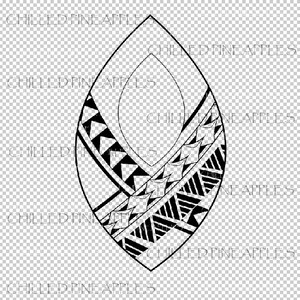 May include: Black and white geometric design in the shape of a teardrop. The design features a variety of patterns, including triangles, diamonds, and zigzags.