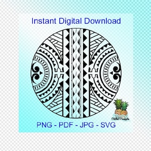 Digital Download - Polynesian Tribal Circle - Block Graphics - pdf, jpg, png, svg - Cut Files - Clipart
