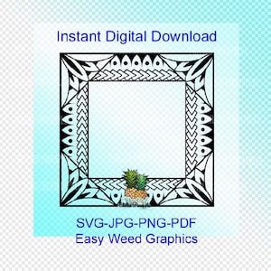 Download digitale Grafica con cornice quadrata tribale polinesiana - pdf, jpg, png, svg Grafica Easy-Weed
