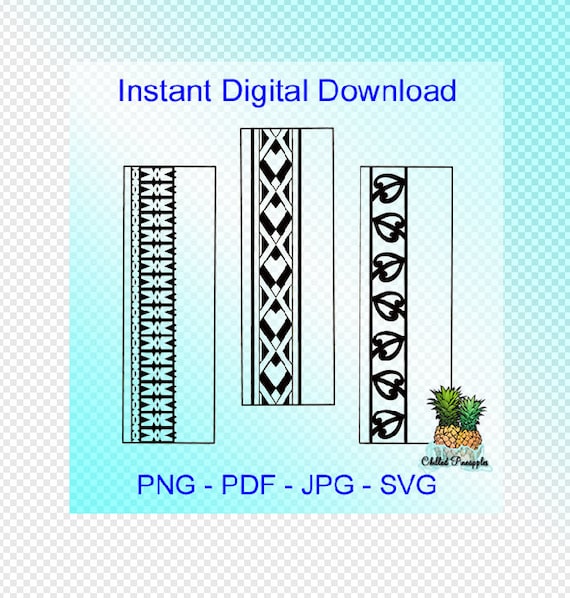 Polynesian Tribal Earring Graphics Set 1 - 3 Rectangle Shaped Earring Designs - Digital Download - pdf, jpg, png, svg - Cut Files - Clipart