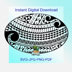Digital Download Polynesian Tribal Oval 1 Graphics - pdf, jpg, png, svg - Cut Files - Clipart