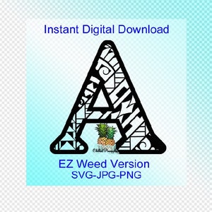 Digitaler Download - EASY WEED Polynesian Tribal Letter "A" Grafik - jpg, png, svg - Cut Files - Clipart