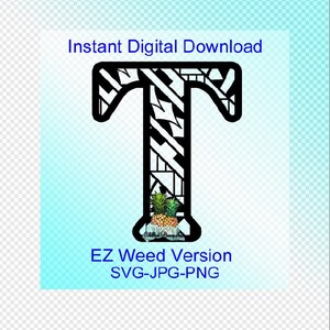 Descarga digital - EASY WEED Polynesian Tribal Letter "T" Graphics - jpg, png, svg - Cortar archivos - Clipart