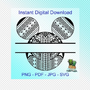 Descarga digital - Gráficos de cuadro de texto de ratón tribal polinesio - pdf, jpg, png, svg - Archivos cortados - Imágenes prediseñadas