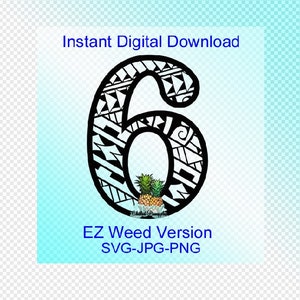 Téléchargement numérique - EASY WEED polynésien Tribal numéro « 6 » graphiques - jpg, png, svg - couper des fichiers - des cliparts