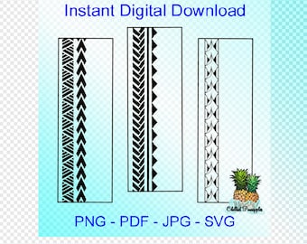 Polynesian Tribal Earring Graphics Set 2 - 3 Rectangle Shaped Earring Designs - Digital Download - pdf, jpg, png, svg - Cut Files - Clipart